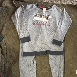 Secret Treasures Gray Pajama Set with Festive Dachshund